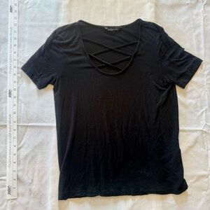 Elegant Black Crisscross Short Sleeve Top